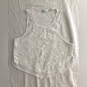 Kimchi Blue mesh and embroidered tank top white